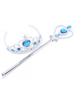 Frozen Vestiti Carnevale Elsa Set Corona e Bacchetta FROEL01